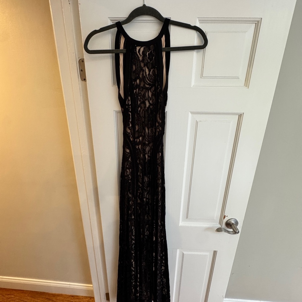 Guess Black Lace Maxi Dress, Racerback, Double Slit, Worn Once | Size XXS